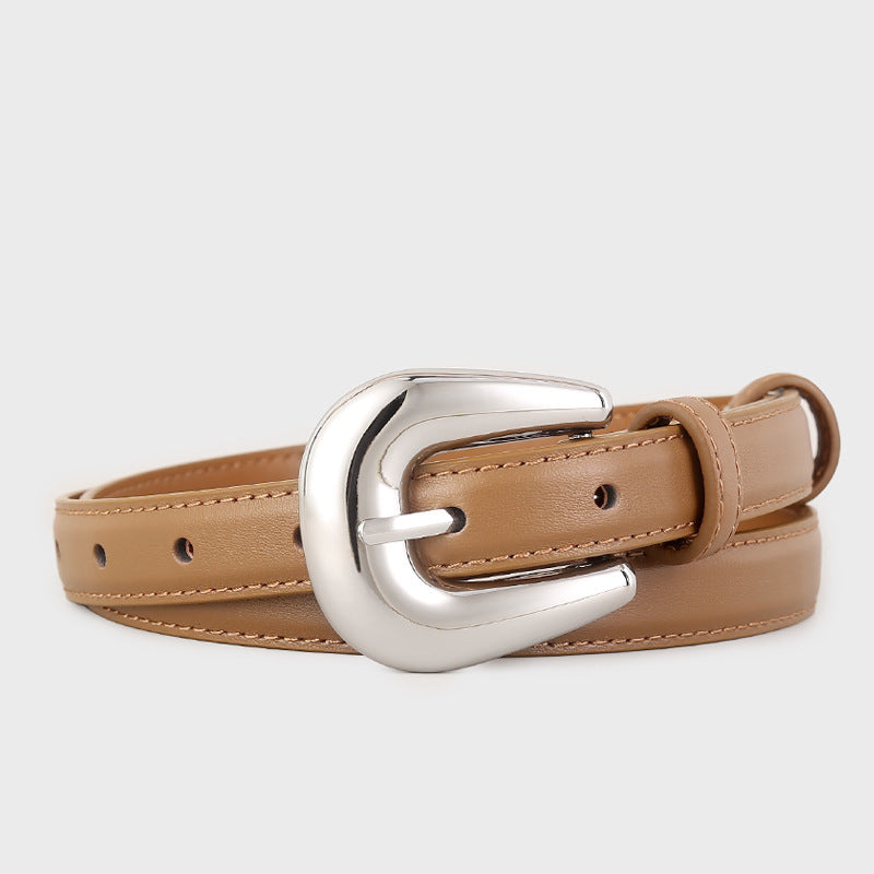 Leather Belt with Silver Buckle