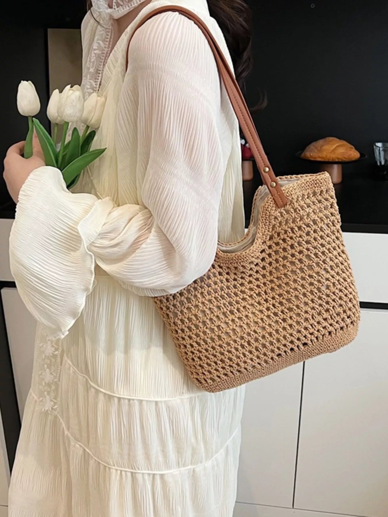 Woven Straw Shoulder Bag