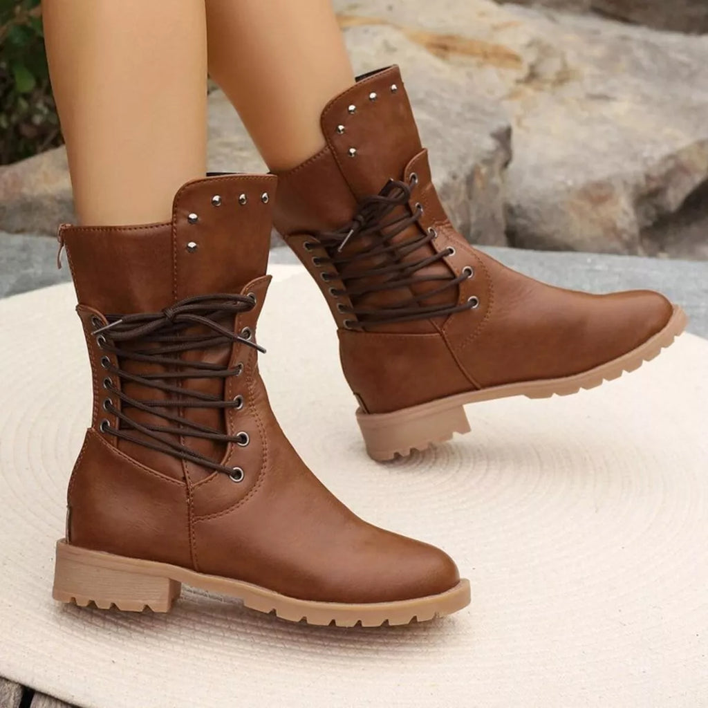 Studded Lace-Up Boots