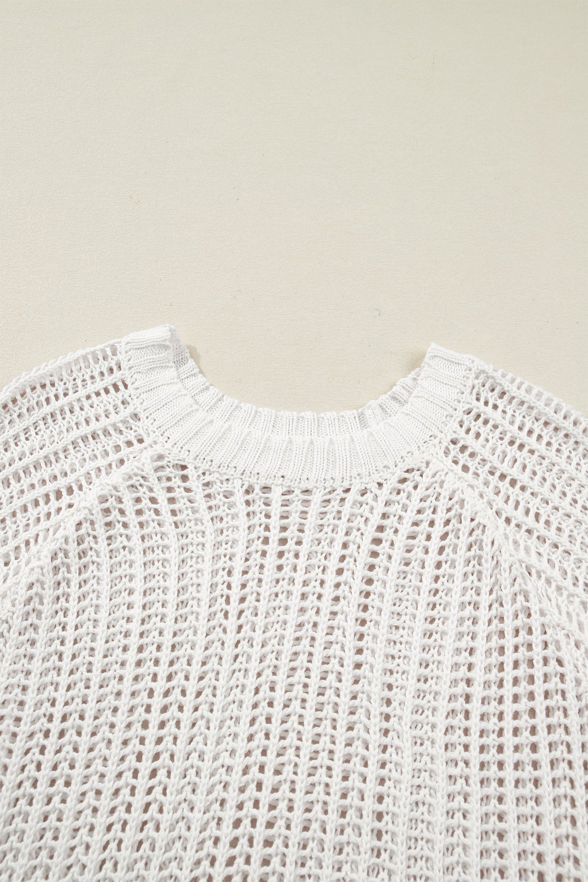 Plus Size Crochet Bow Tie Short Sleeve Sweater