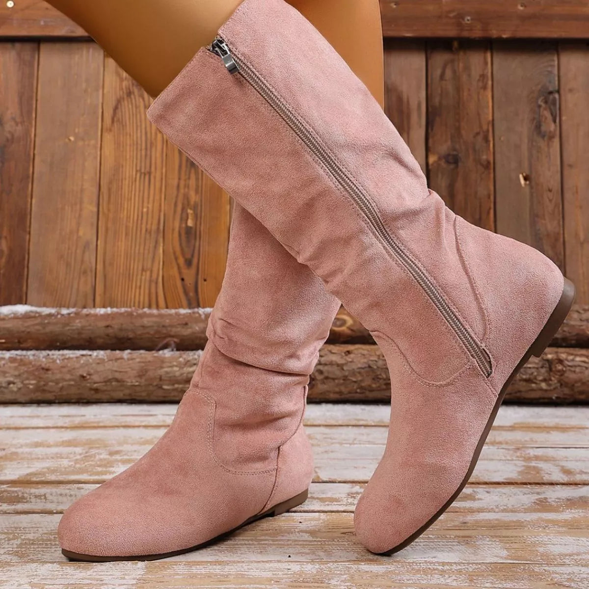 Round Toe Side Zip Boots