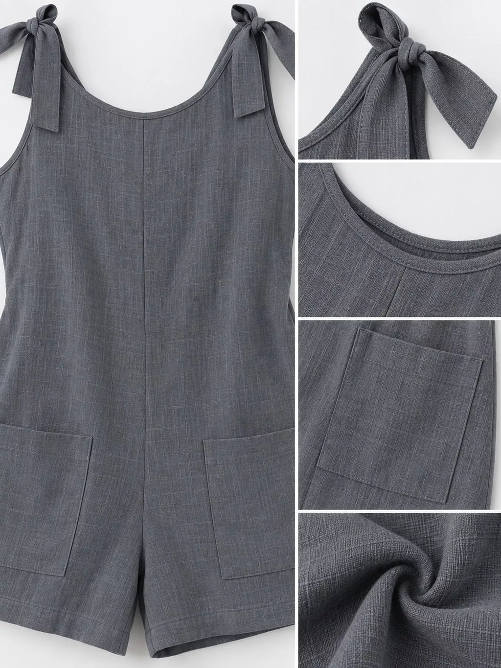 Full Size Tie-Shoulder Romper with Pockets Plus Size