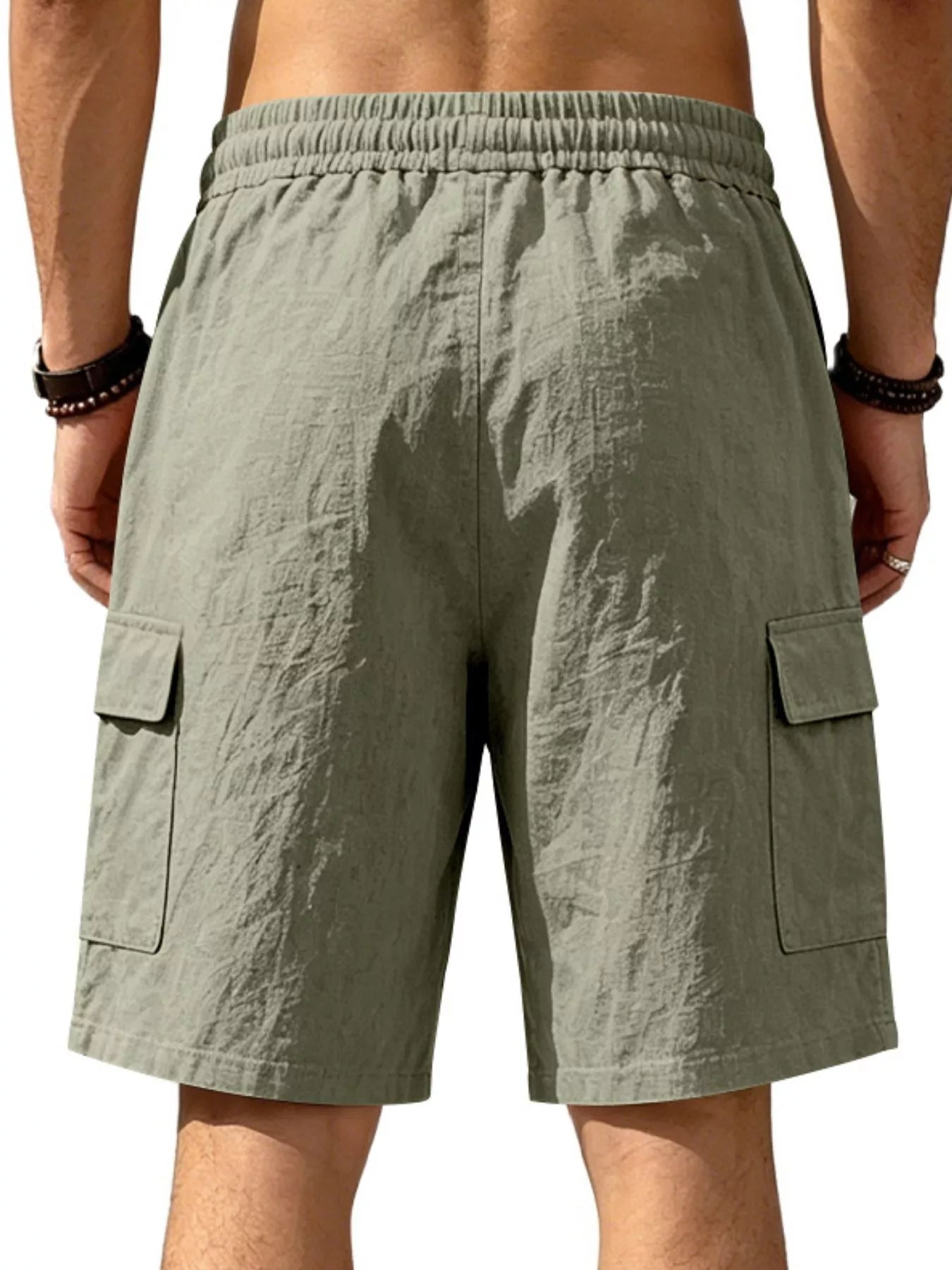 Men's Plus Size Casual Cargo Shorts with Drawstring Waist