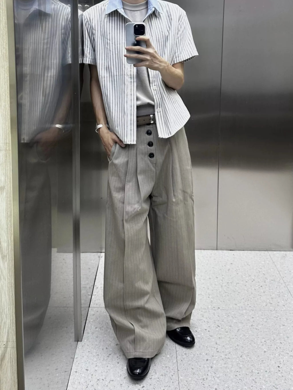 Men's Plus Size Wide Leg Button-Fly Pants