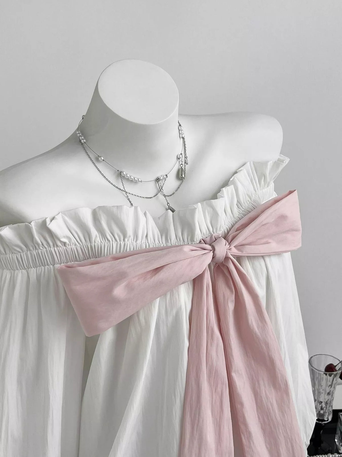 Bow Off-Shoulder Long Sleeve Blouse