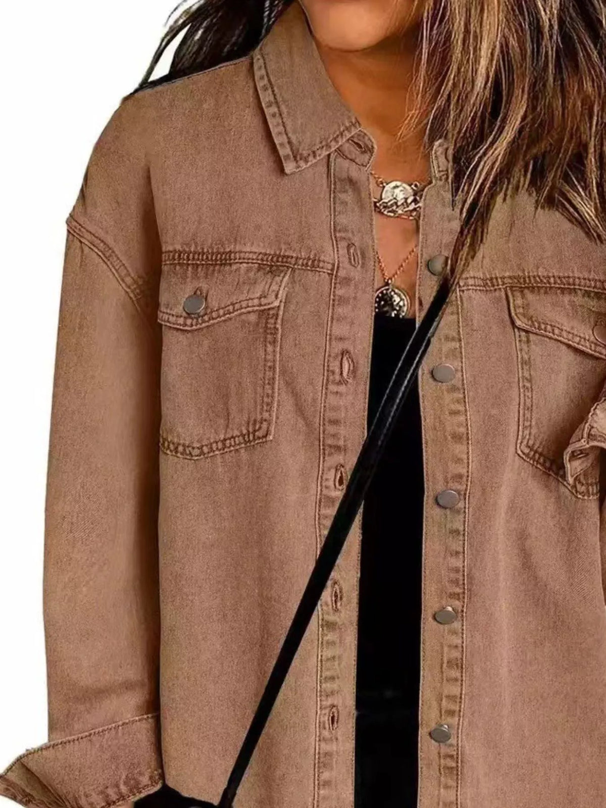 Frayed Hem Button Up Denim Jacket