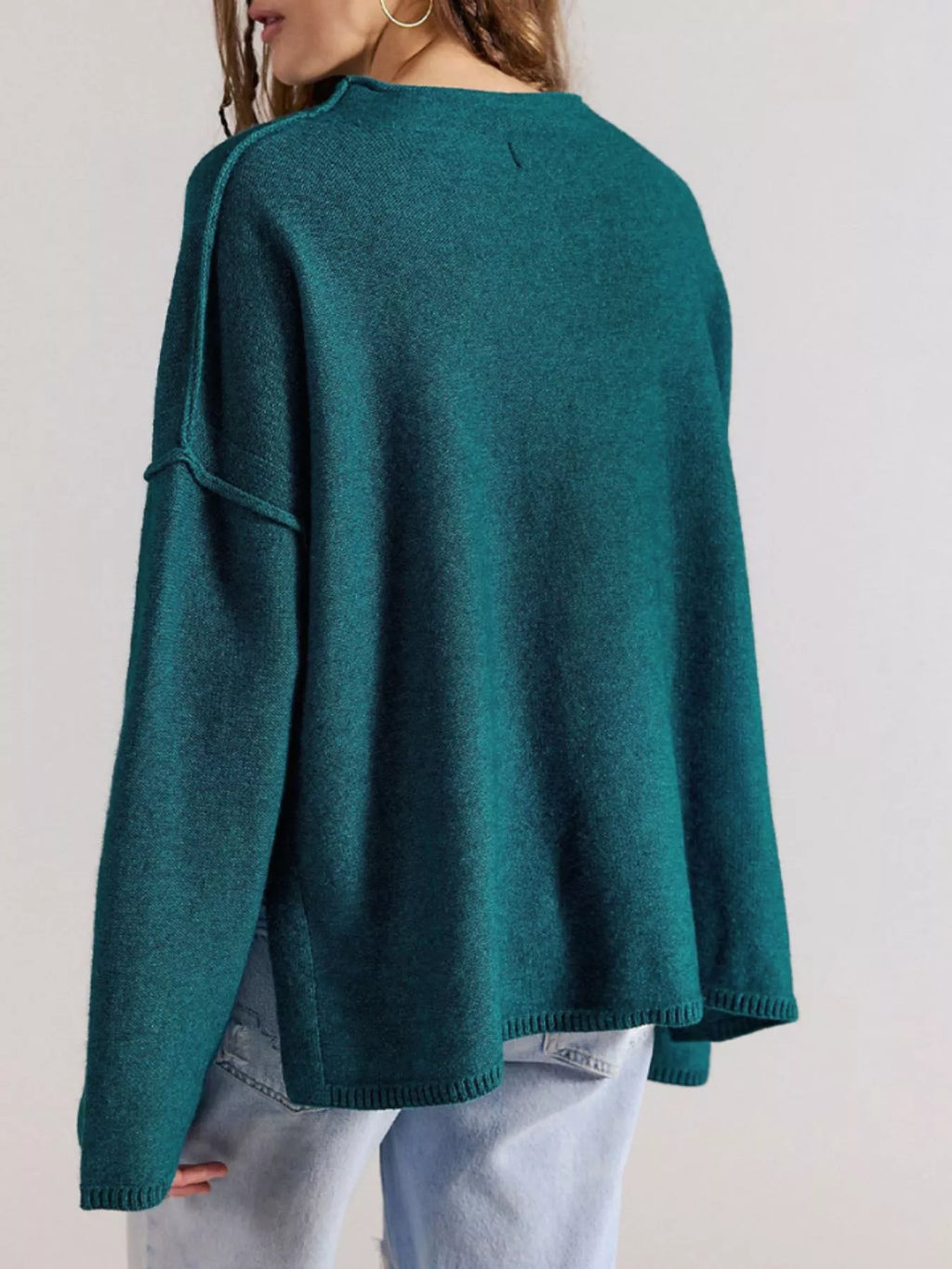 Exposed Seam Mock Neck Knit Top