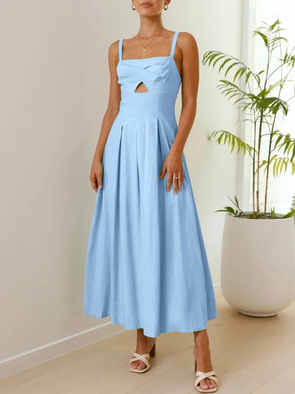Devine Cutout Square Neck Cami Dress