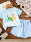 Children's Golf Embroidered Striped Tee and Shorts Set