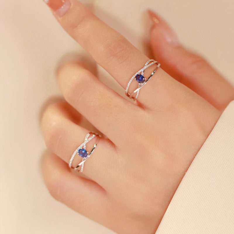 Womens High-Carbon Crystal Egg-Shaped Ring