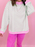 Striped Round Neck Long Sleeve Sweatshirt