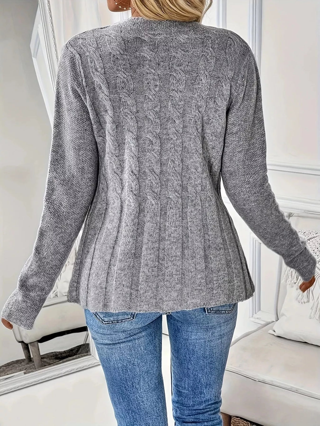 Cable Knit Button Up Cardigan