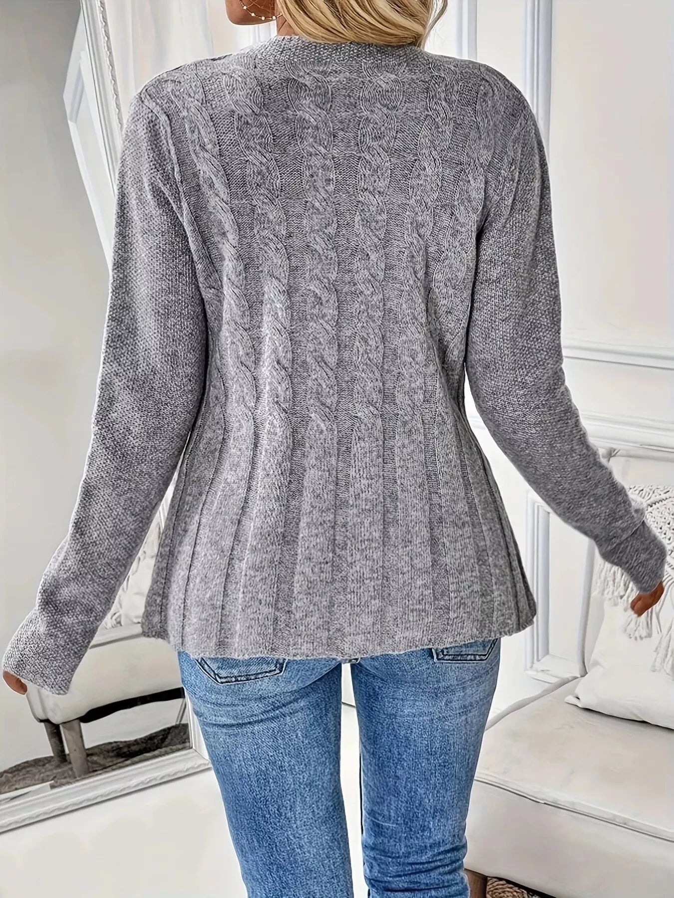 Cable Knit Button Up Cardigan