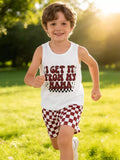 Children's Checkered Letter Tank Top & Shorts Set