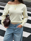 Boat Neck Dropped Shoulder Sweater
