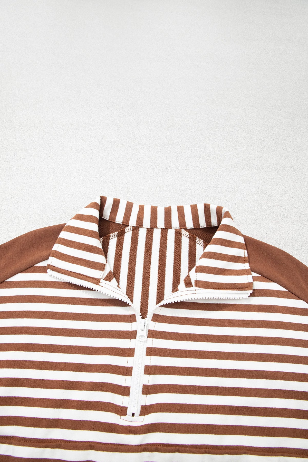 Stripe Patchwork Quarter Zip Sweatshirt & Shorts Set