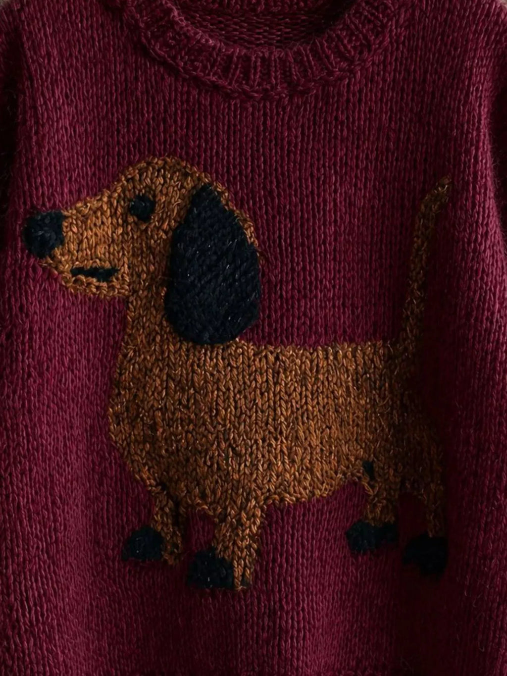 Dachshund Dropped Shoulder Sweater
