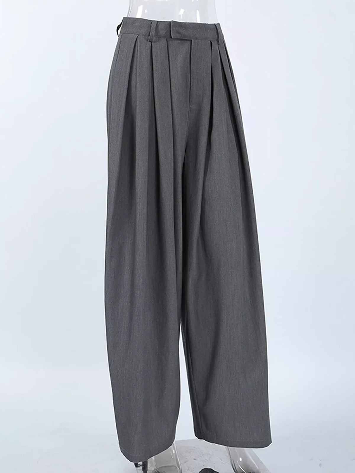 High-Waisted Wide-Leg Pleated Pants