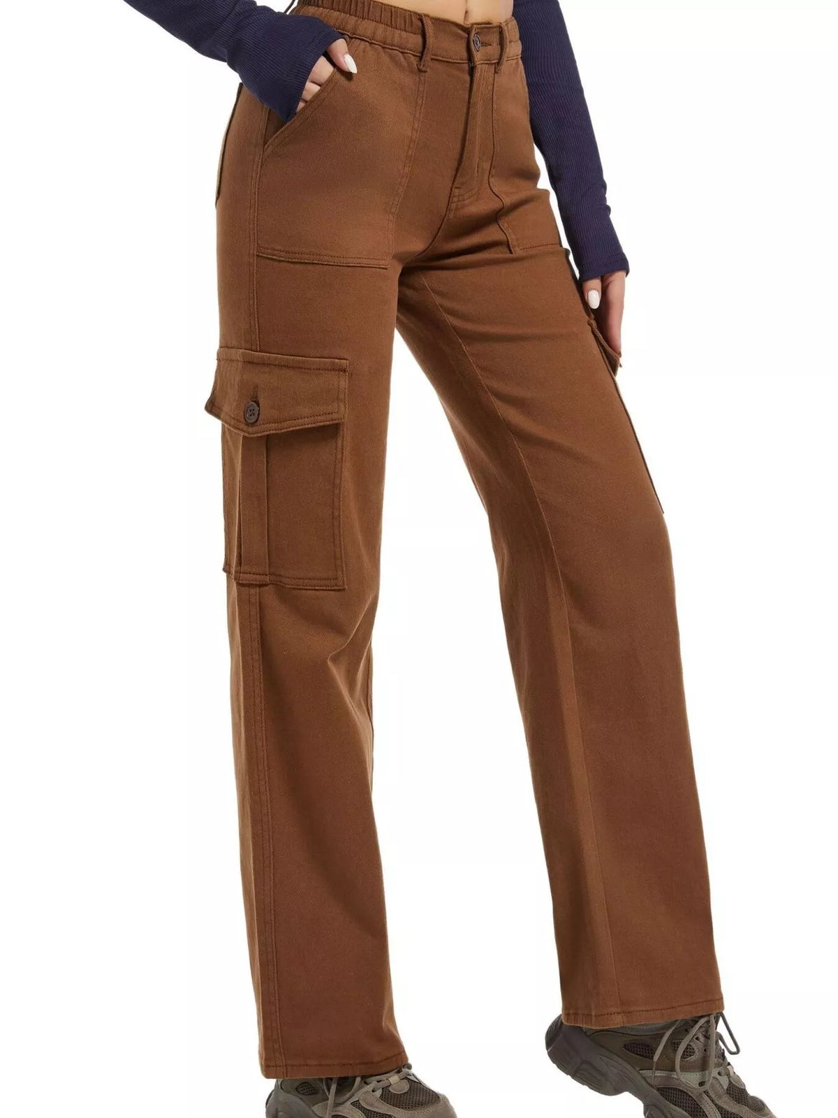 High-Waisted Cargo Jeans