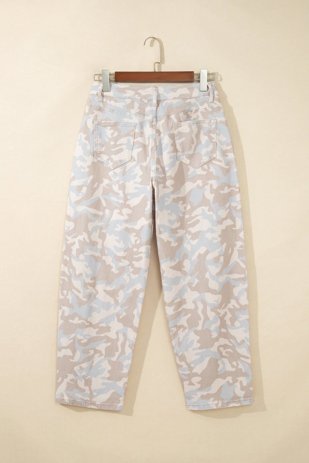 Khaki Camouflage Pattern Pocket Rivet Detail Ankle-Length Harem Fit Jeans