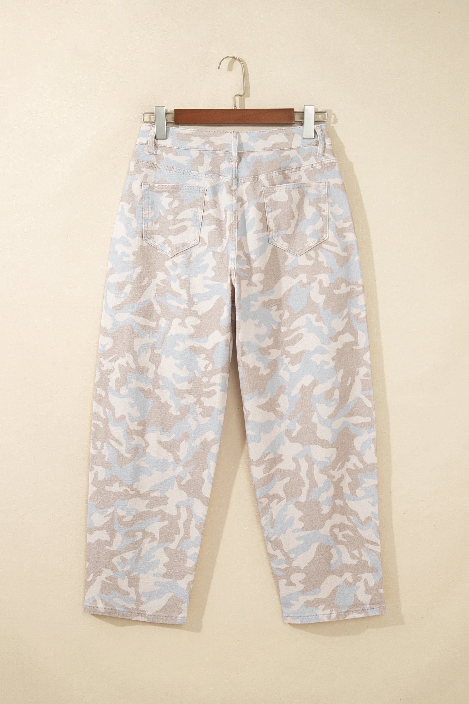 Khaki Camouflage Pattern Pocket Rivet Detail Ankle-Length Harem Fit Jeans