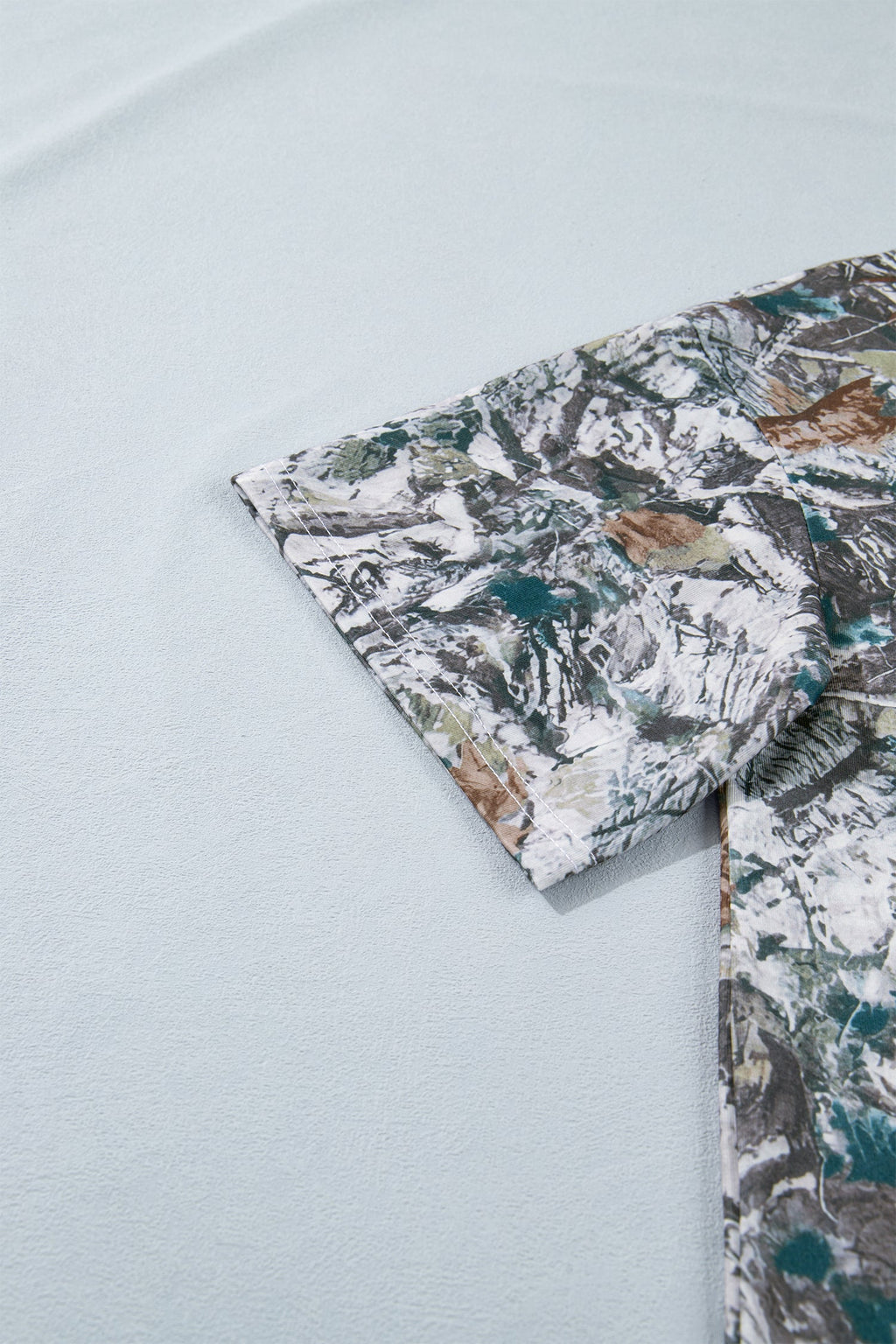 Gray Abstract Woodland Print Tunic Henley T Shirt