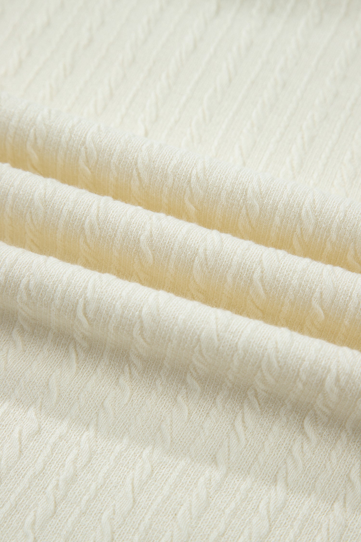 Beige Twisted Texture Knit V Neck T Shirt