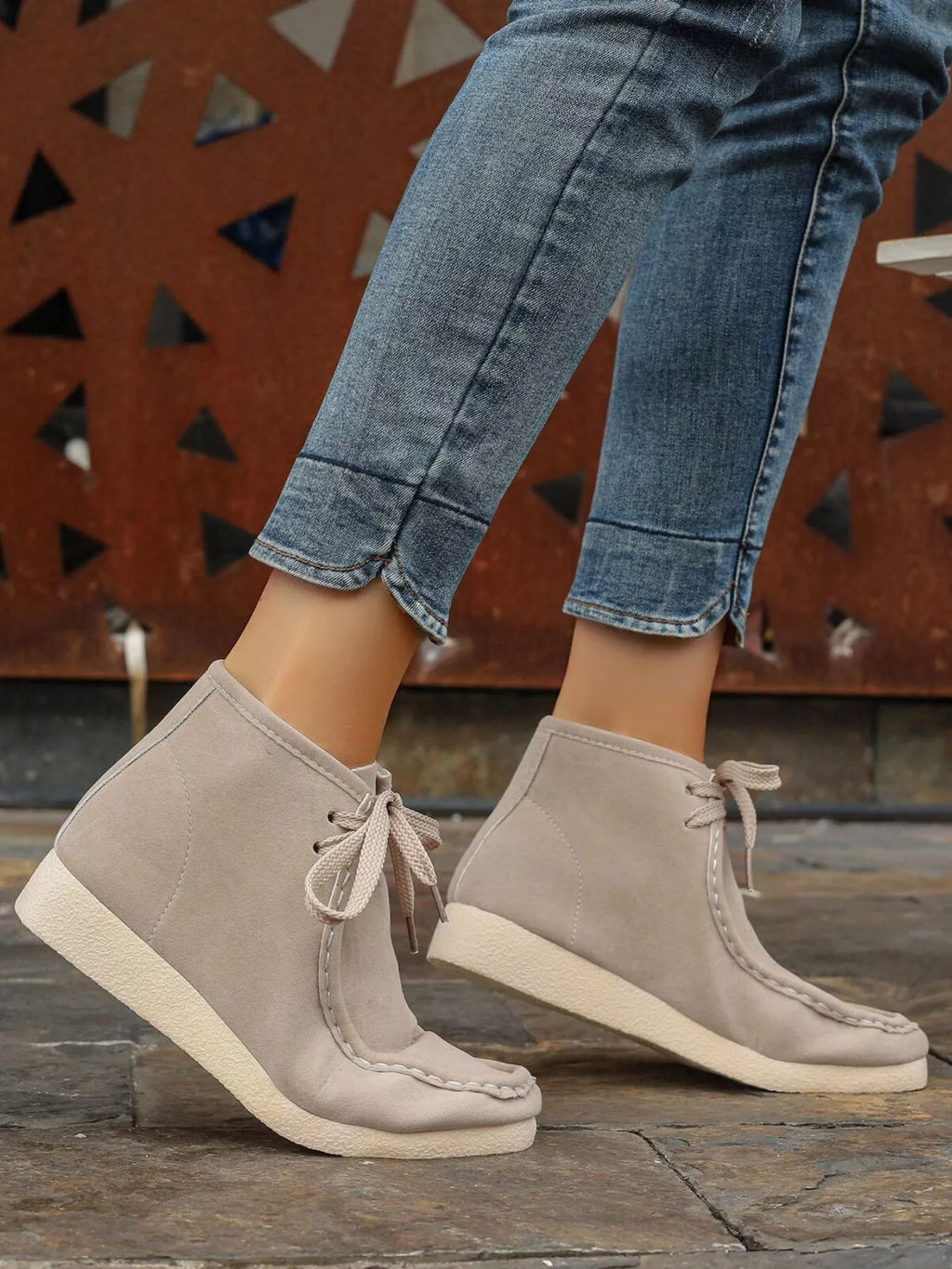 Lace Up Wedge Ankle Boots