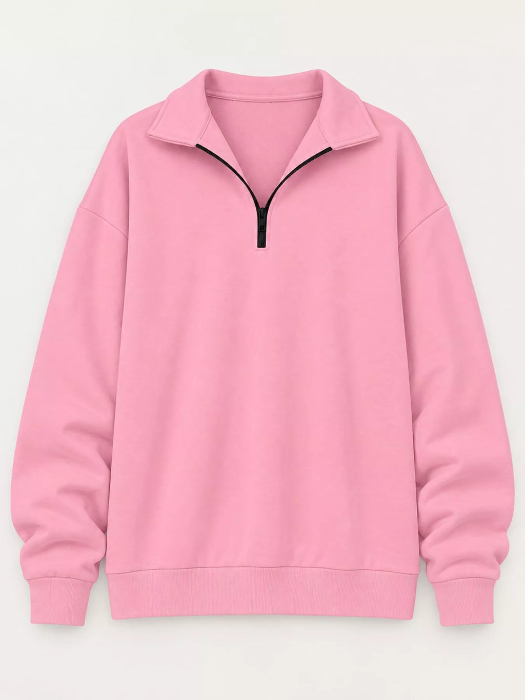 Full Size Quarter-Zip Dropped Shoulder Sweatshirt Plus Size