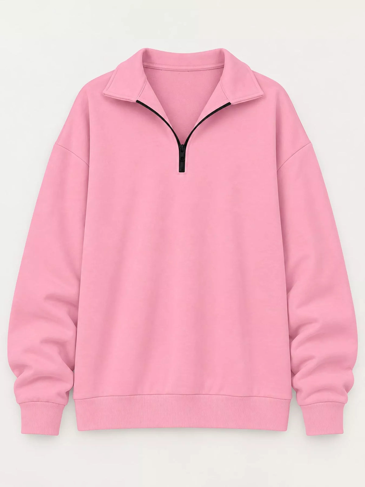 Full Size Quarter-Zip Dropped Shoulder Sweatshirt Plus Size
