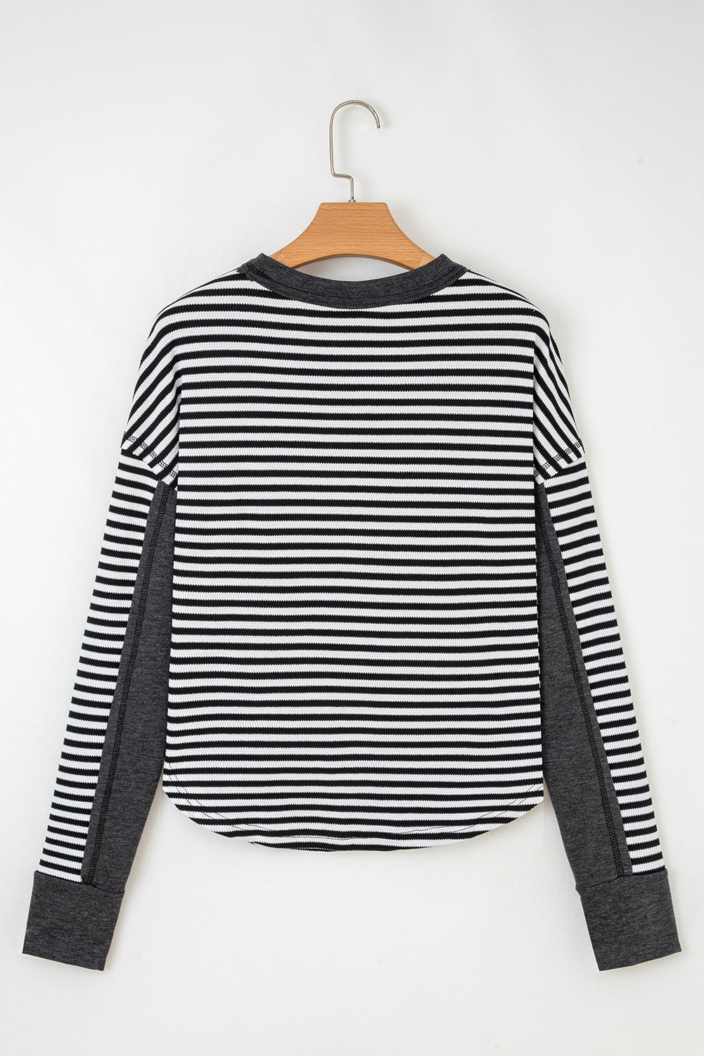 Stripe Thermal Knit Drop Shoulder Top