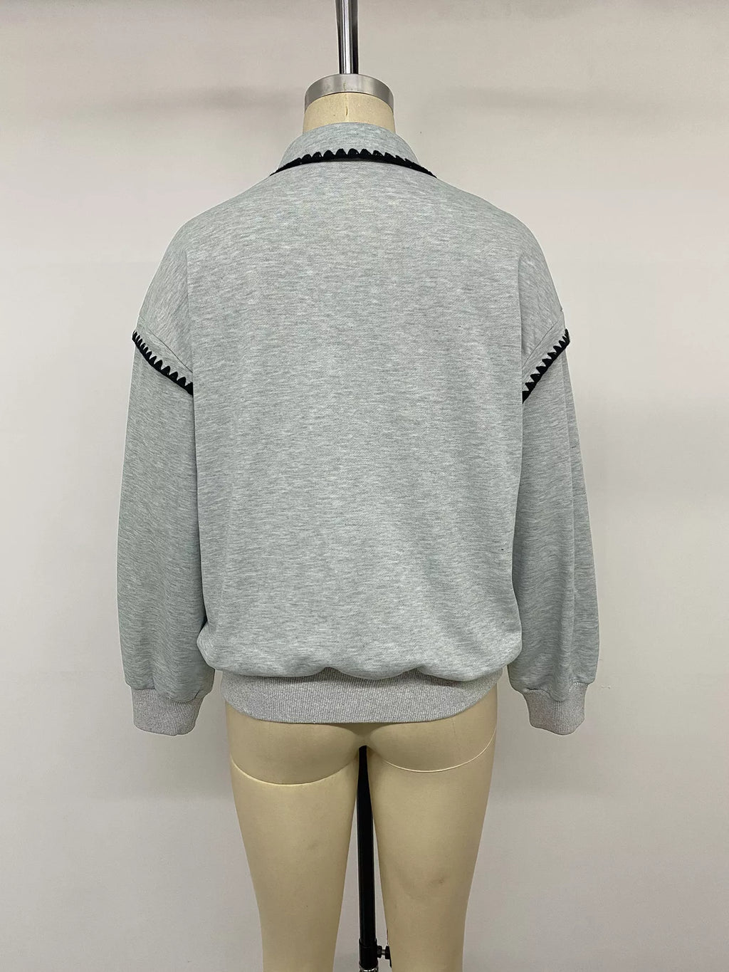 Polo Collar Dropped Shoulder Sweatshirt