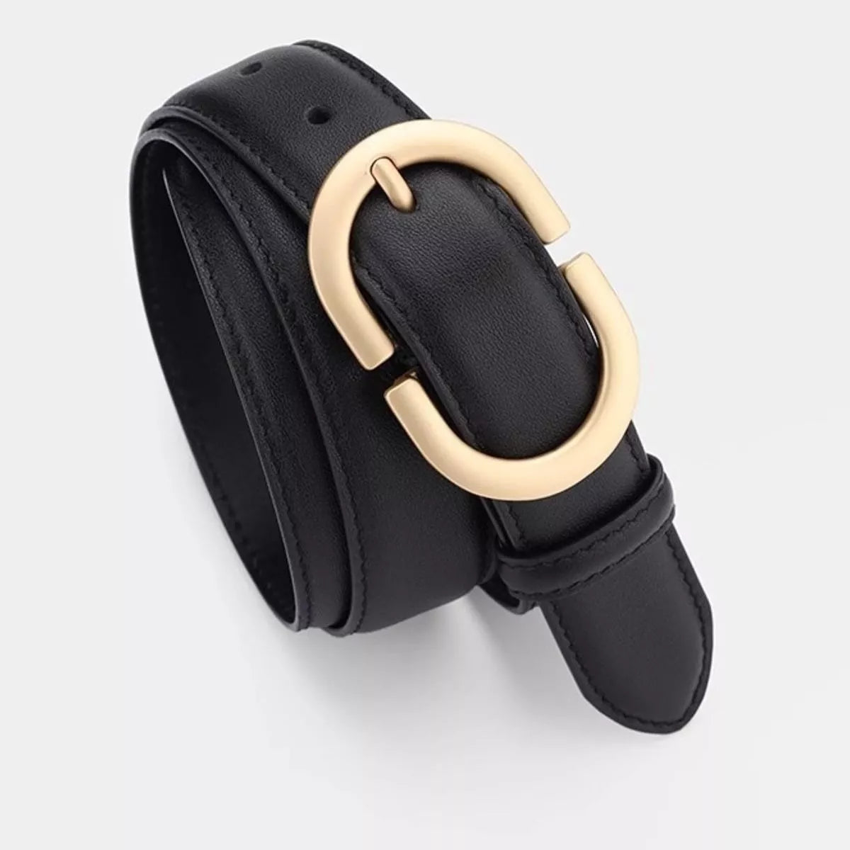 Gold Buckle Leather Belt