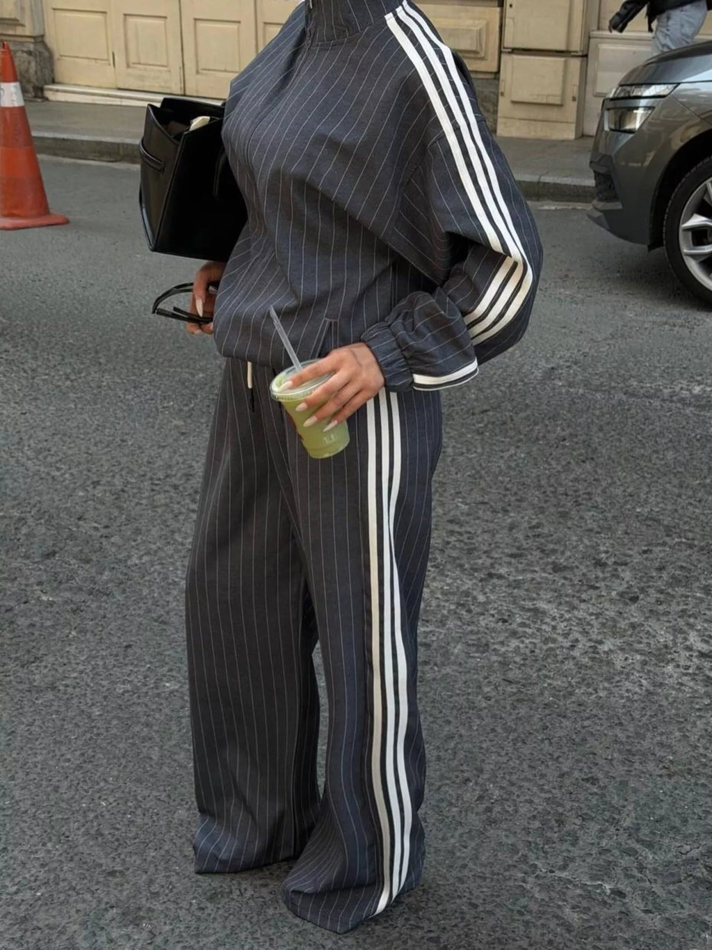 Side Stripe Zip Up Jacket and Pants Set