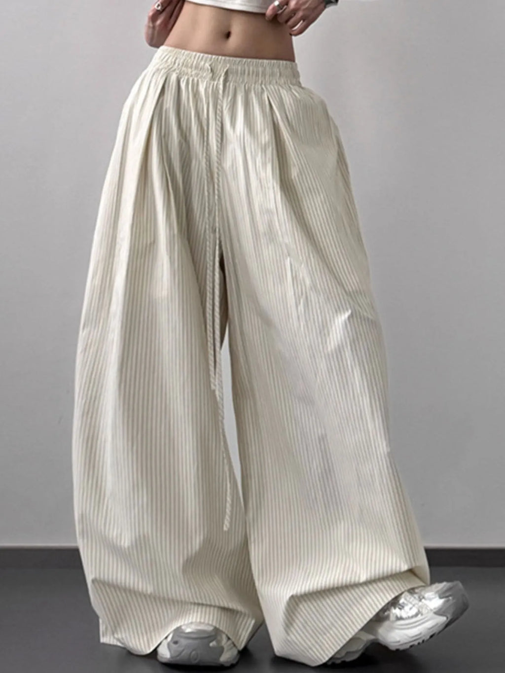 Striped Wide Leg Drawstring Pants