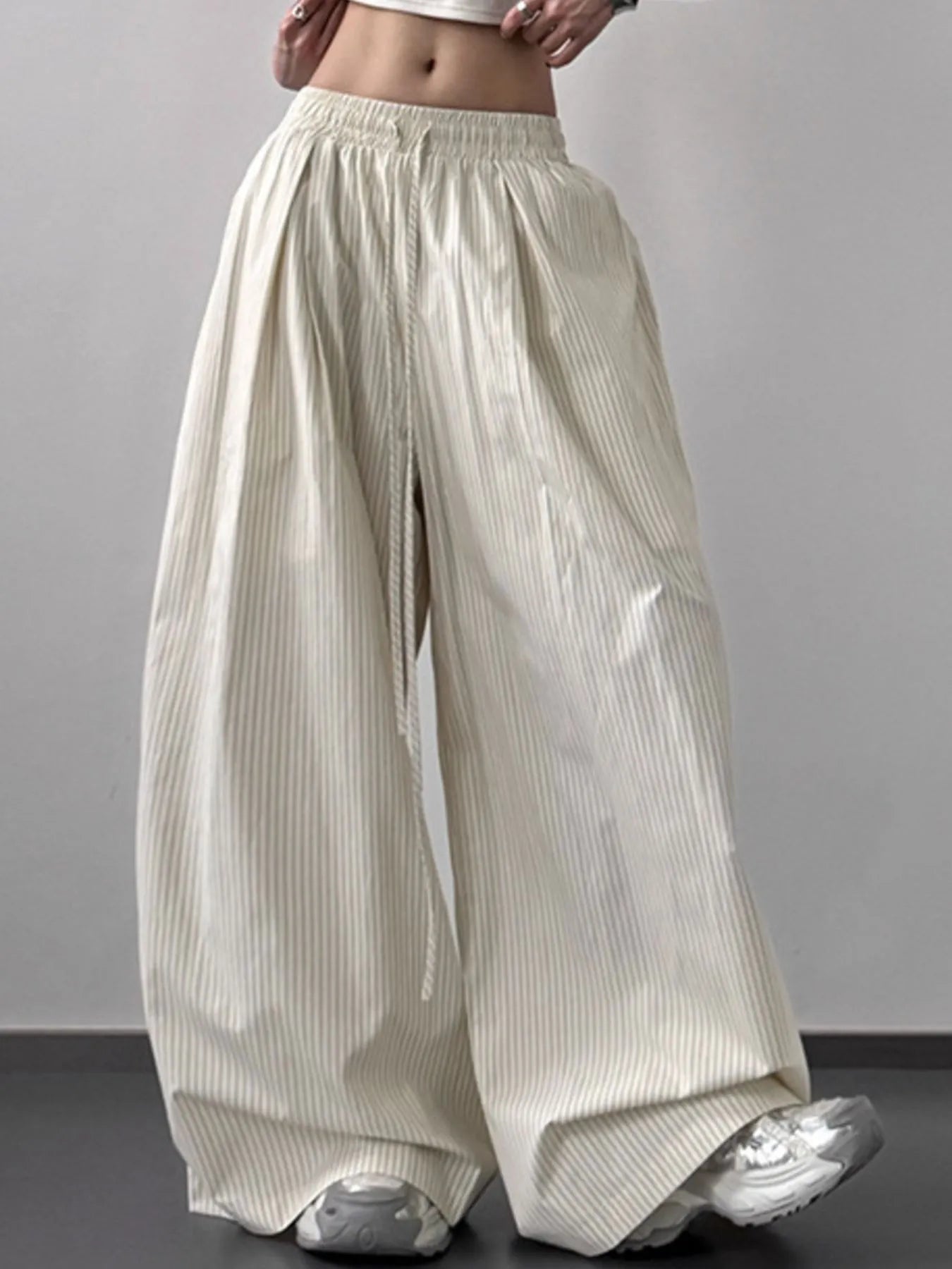 Striped Wide Leg Drawstring Pants