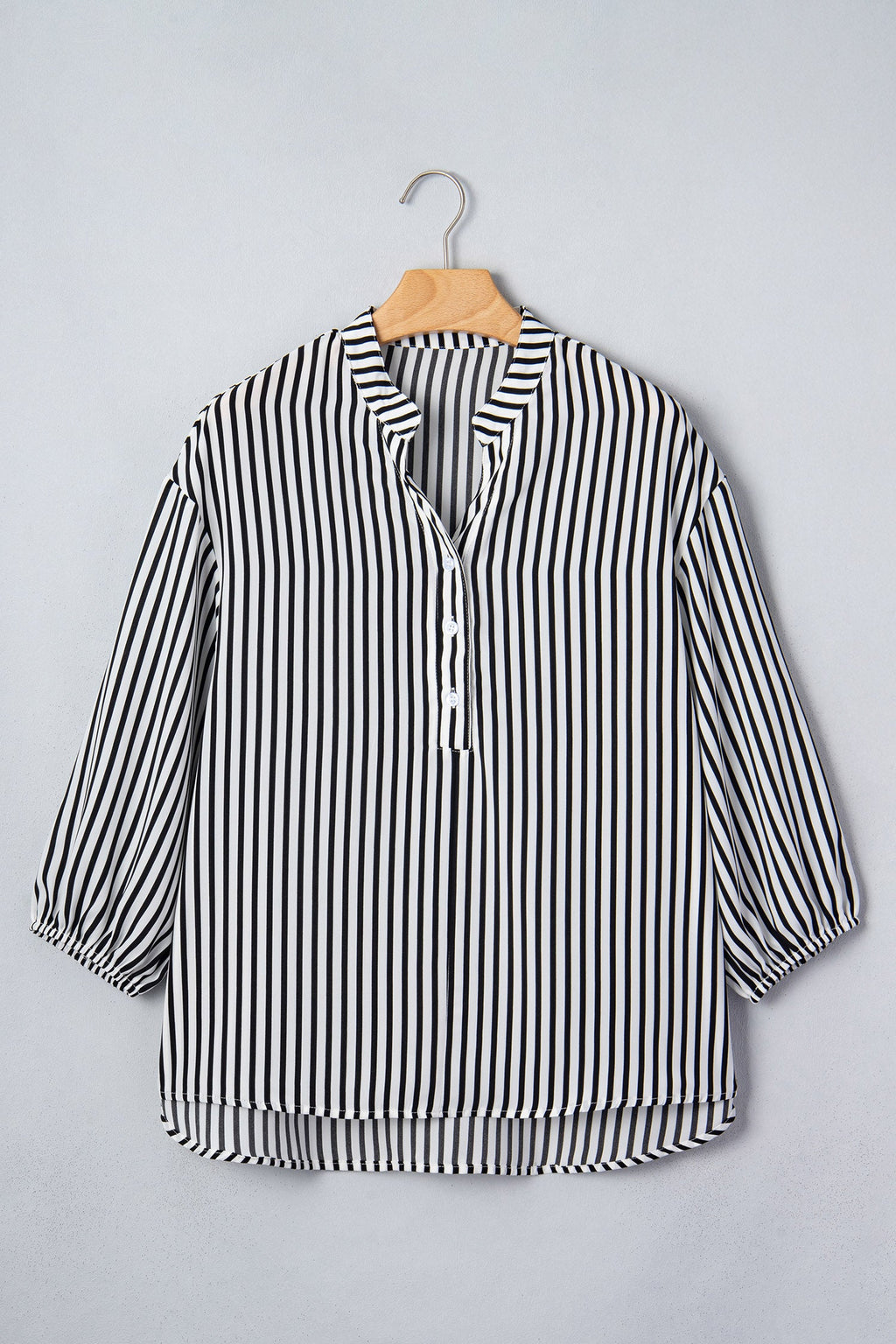 Black Striped Half Sleeve Button-Up Shirt