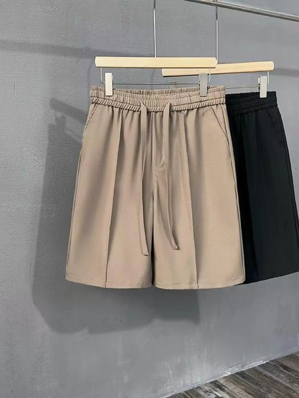 Men's Full Size Casual Drawstring Pleated Shorts Plus Size