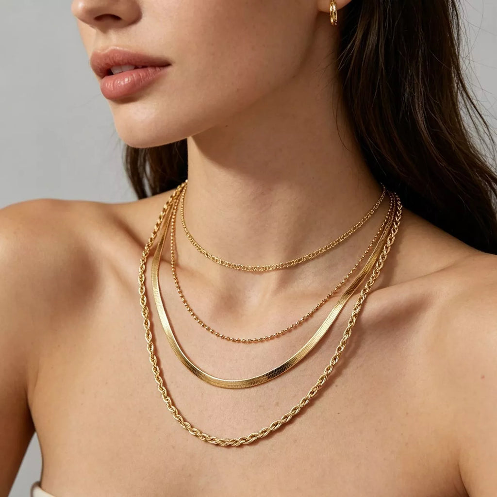 Layered 18K Gold-Plated Chain Necklace