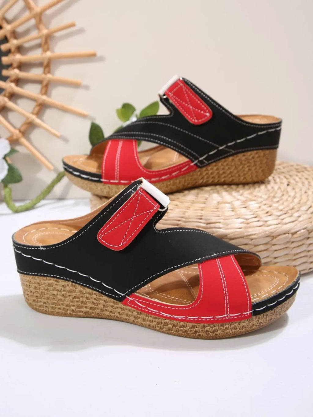 Comfort Cross Strap Platform Wedge Sandals