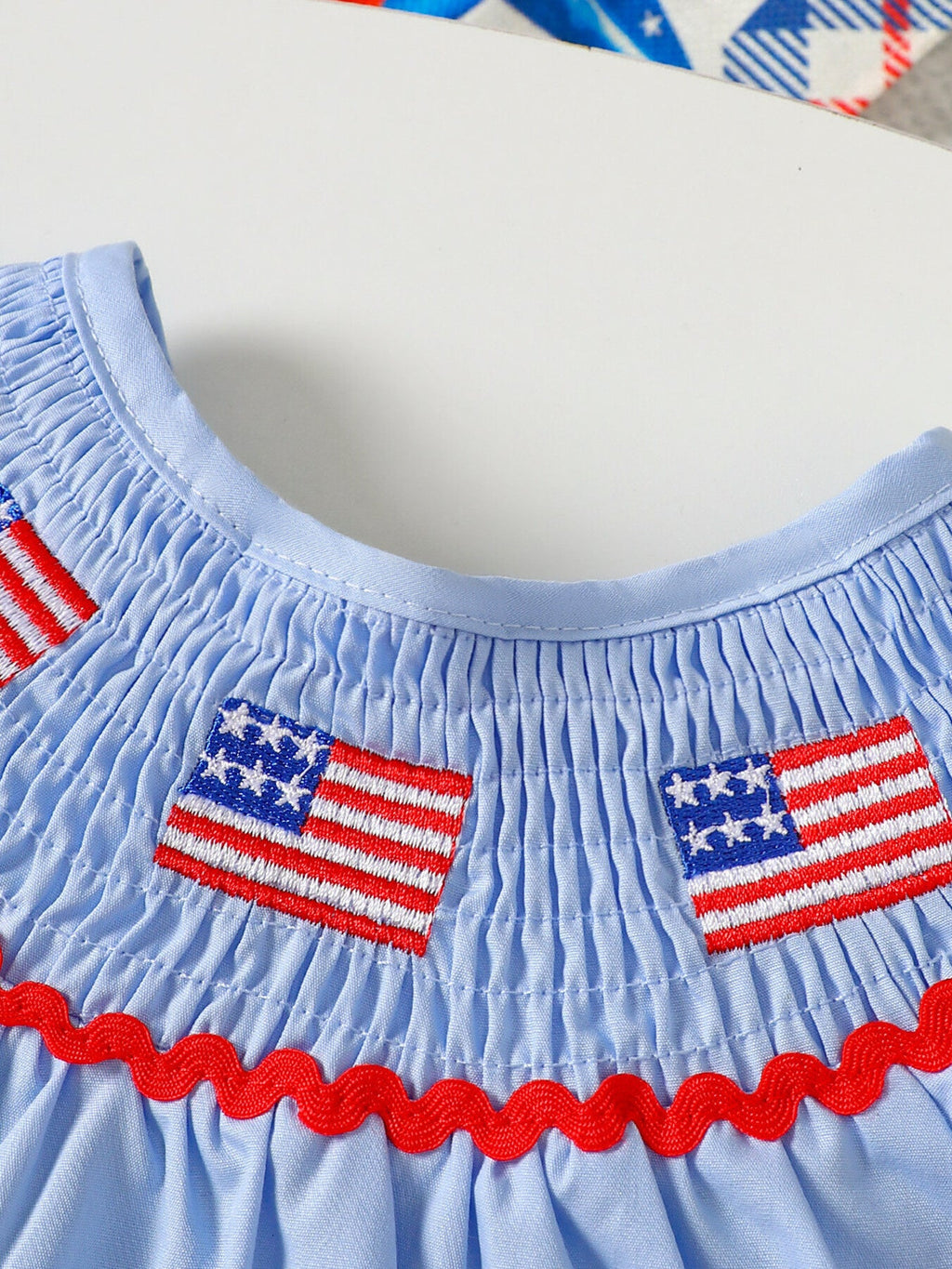 Children's American Flag Smocked Top and Shorts Set