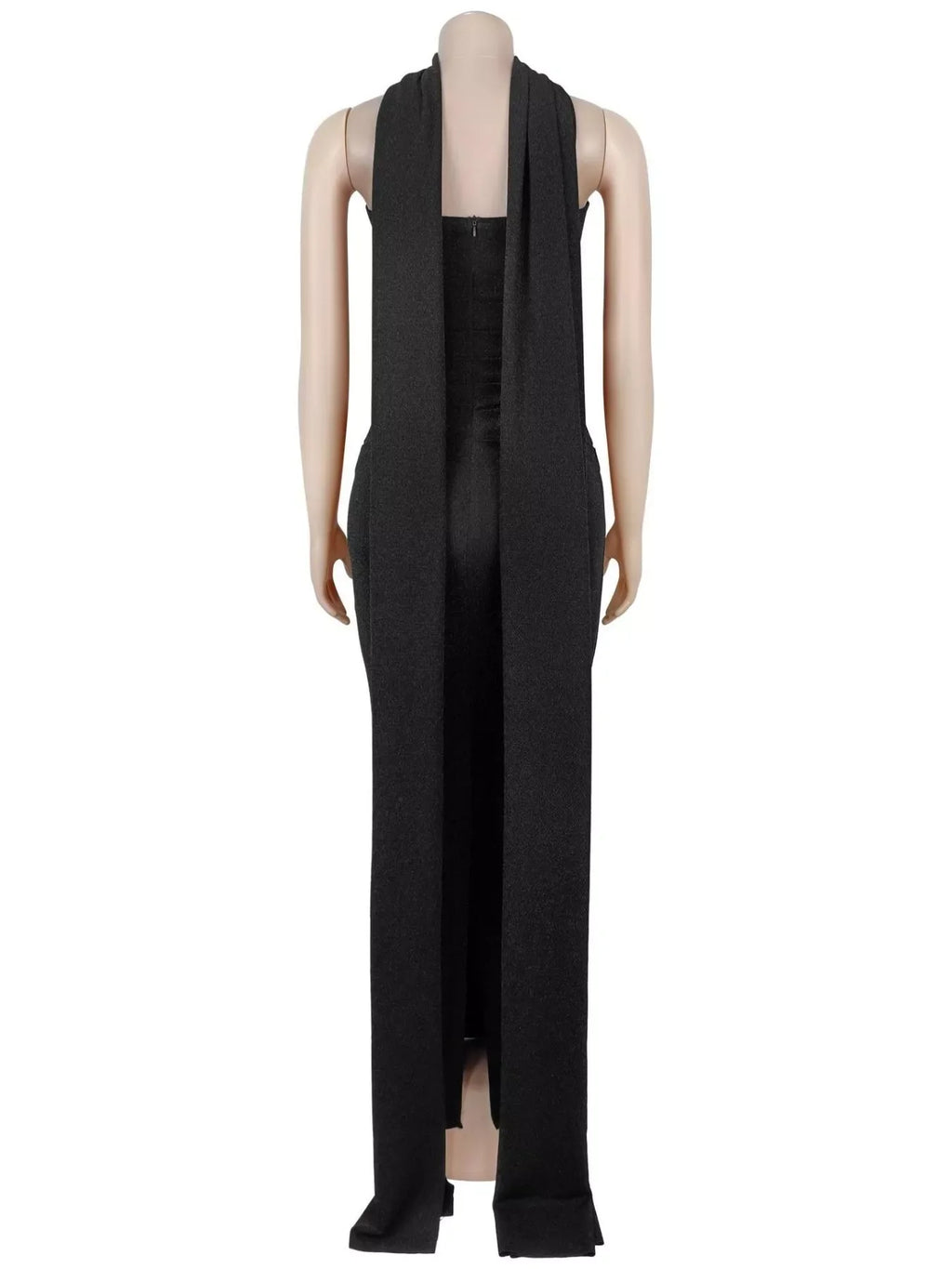 Slit Glitter Tube Maxi Dress with Scarf