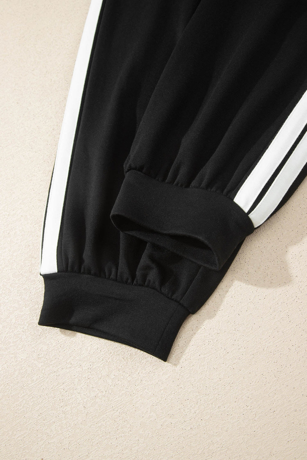 Black Varsity Striped Detail Loose Tee Jogger Pants 2pcs Outfit