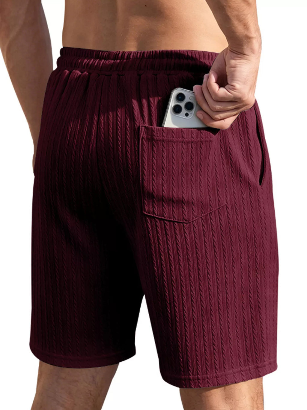 Men's Full Size Casual Texture Drawstring Shorts Plus Size