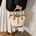 Houndstooth Pattern Bucket Bag