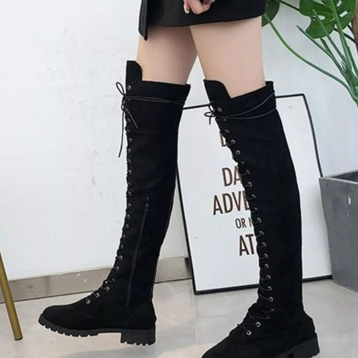 Lace-Up Over-the-Knee Boots