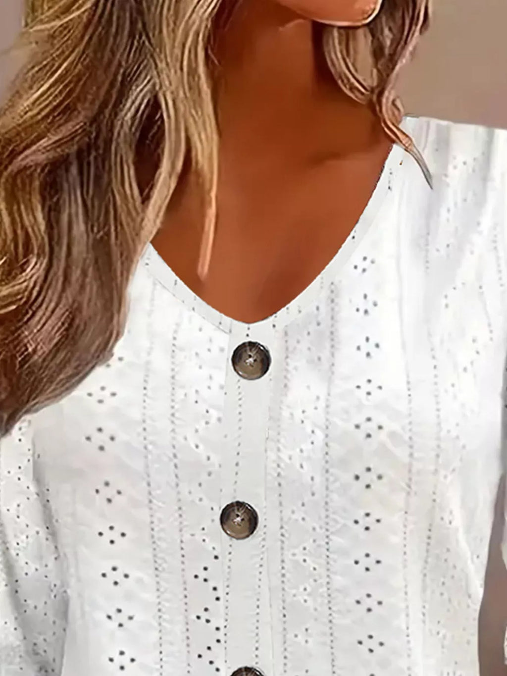 Eyelet Tie-Sleeve Detail Top