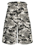 Men's Camo Cargo Shorts with Checkered Accents