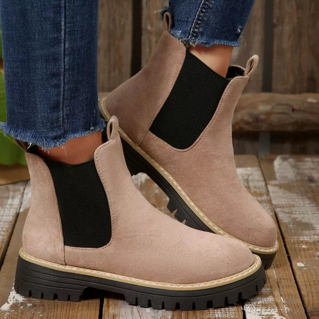 Round Toe Block Heels Boots