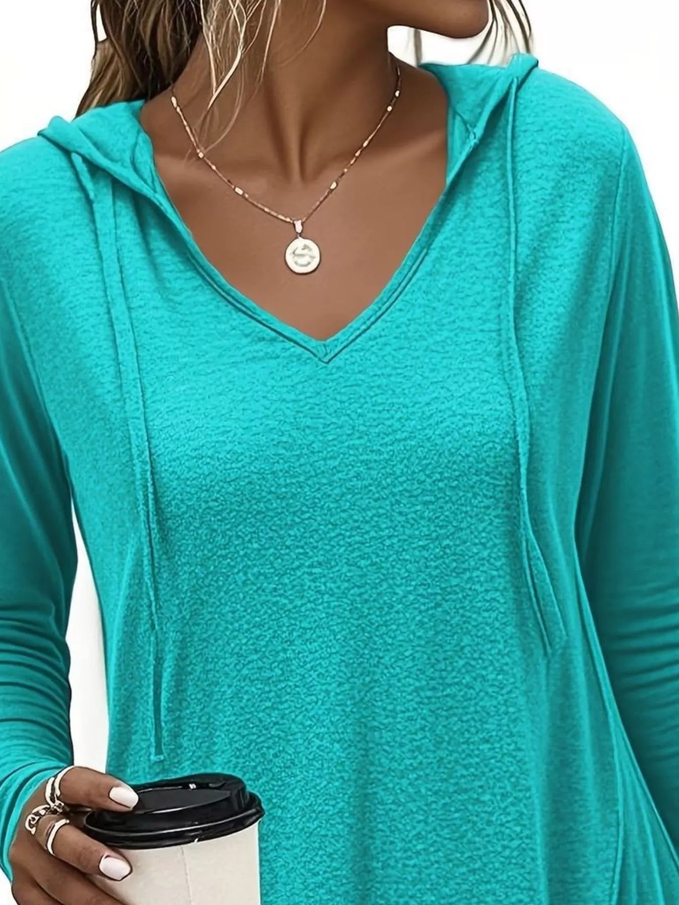 Full Size Drawstring Long Sleeve Hooded Top Plus Size